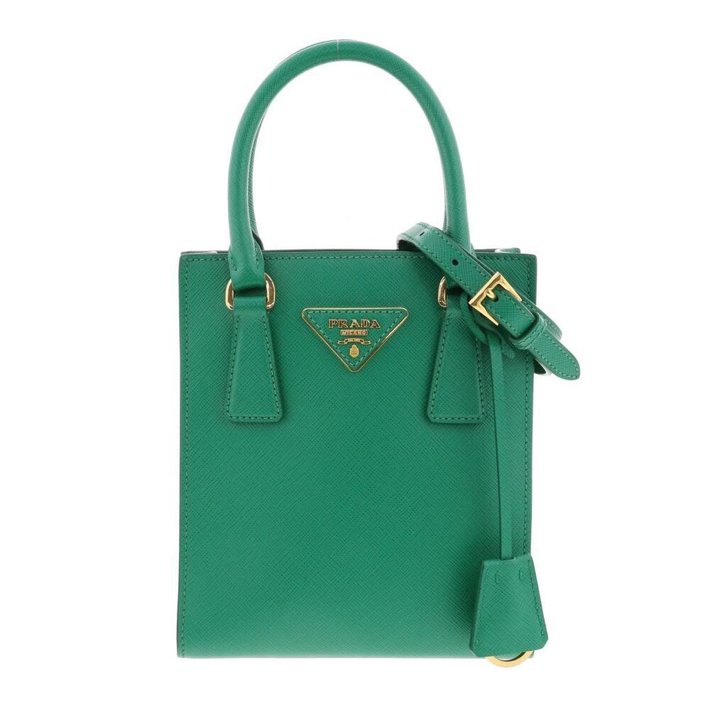 PRADA Saffiano Leather Handbag Shoulder Bag Green